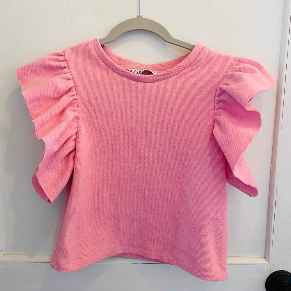Zara Pink Ruffle Sleeve Top